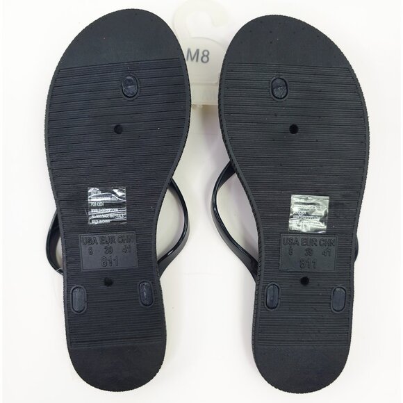 Aloha Island Women's Black and Gold Glitter Rhinestone Seahorse Flip Flops - Picture 6 of 7